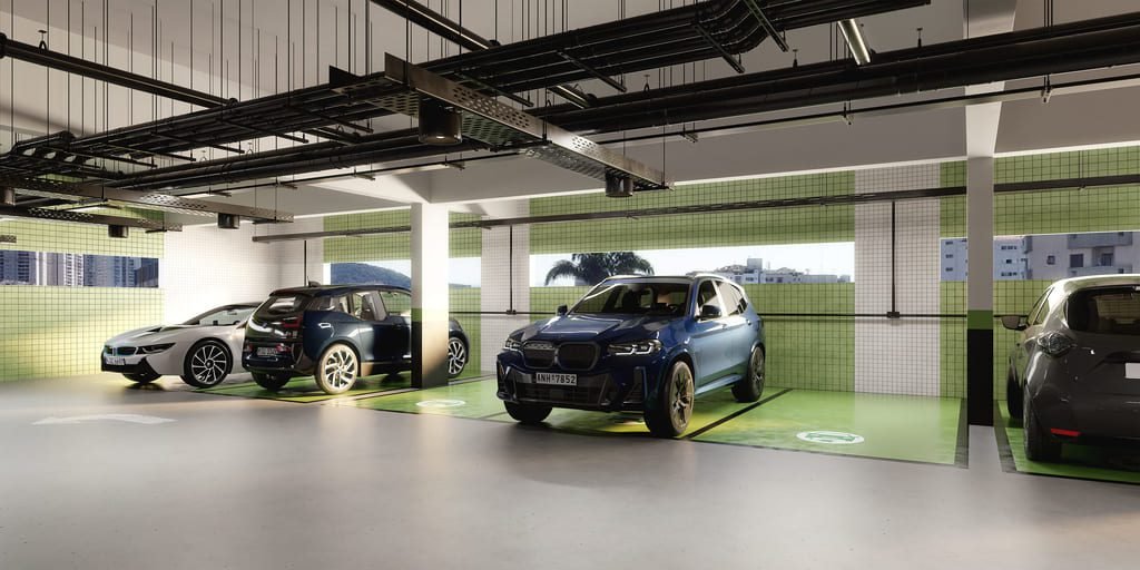 Vagas com infraestrutura para carros elétricos